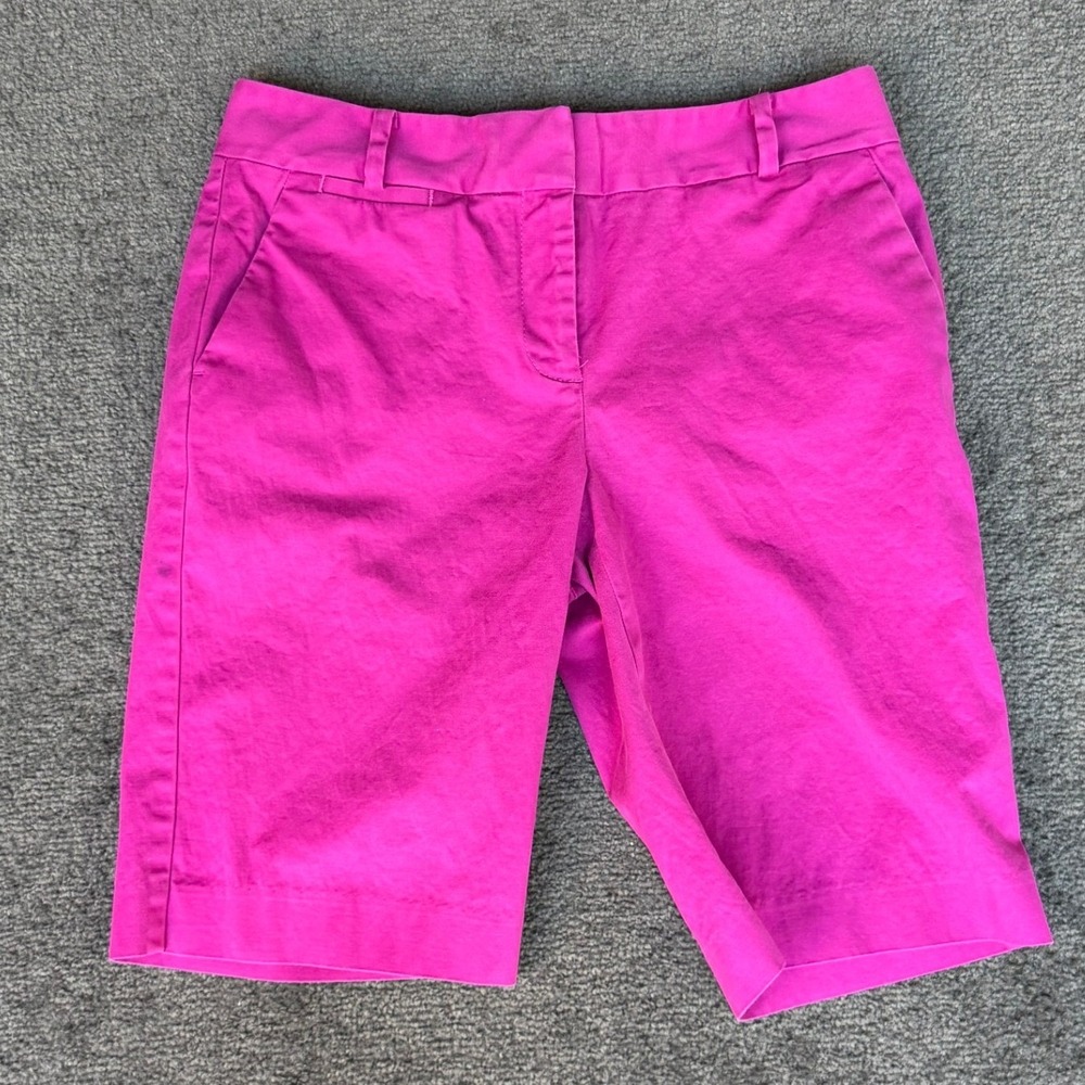 Talbots Womens Hot Pink Chino Bermuda Shorts Size 2 Mid Rise Cotton Stretch